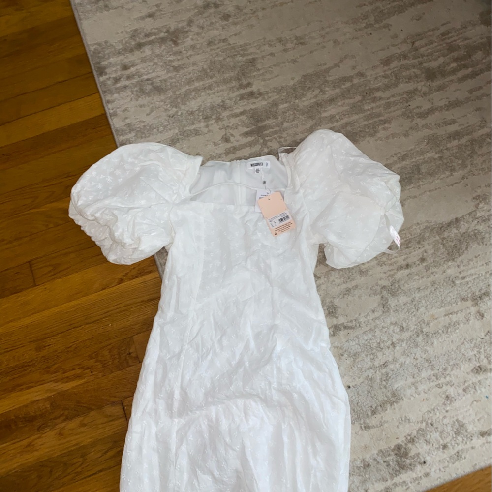 Missguided puff sleeve eyelet lace white mini dress